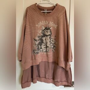 Magnolia Pearl, Oversized Short Sleeve Crew, Unicorn Kitty